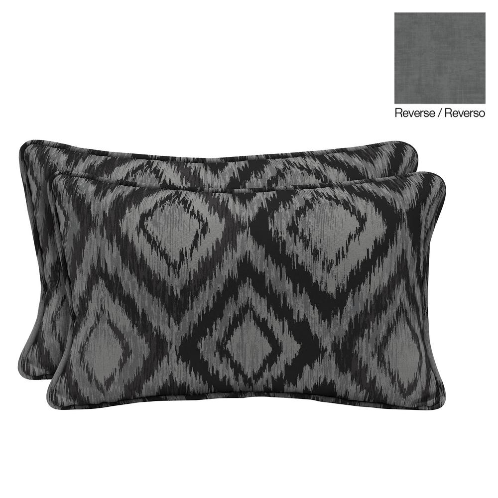 Hampton Bay Jackson Ikat Diamond Lumbar Outdoor Throw Pillow (2Pack