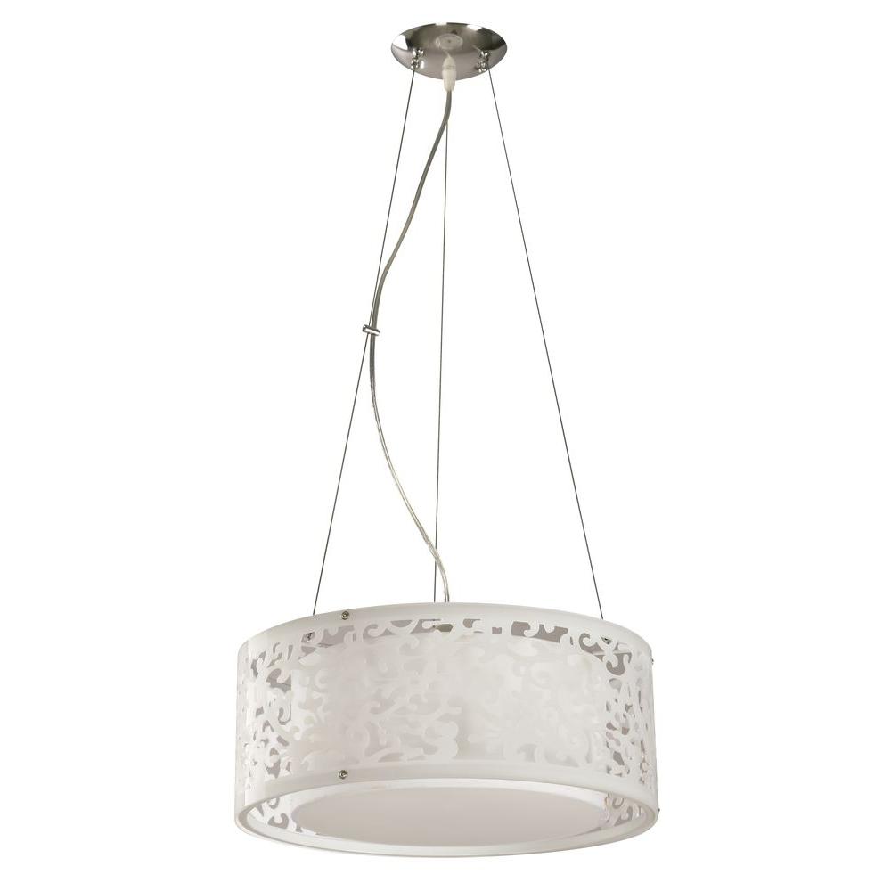 Drum No Additional Accessories Mid Century Modern Pendant 3 Light White Ceiling Drum Pendant