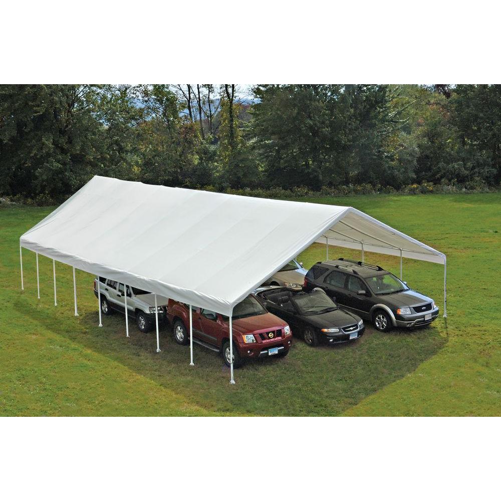 Shelterlogic 30 Ft W X 50 Ft D Ultra Max Industrial Canopy In White With Steel Frame And Best In Class Swedged Pipes 27774 The Home Depot