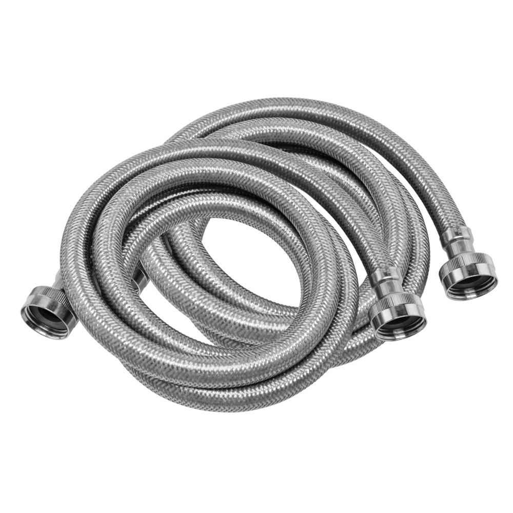 Everbilt 5 ft. Stainless Steel Washing Machine Fill Hose (2-Pack), Silver