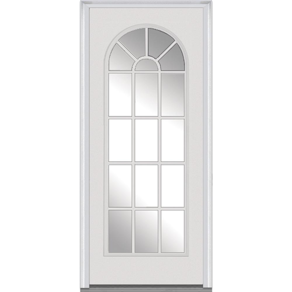 Mmi Door 34 In X 80 Classic Left Hand Inswing Full Lite Clear Round Top Primed Steel Prehung Front On 6 9 16 Frame
