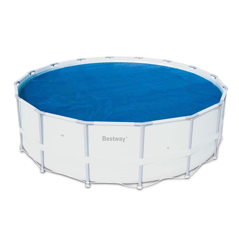 Bestway 14 ft. Round Floating Above Ground Swimming Pool Solar Heat Cover58252EBW The Home Depot