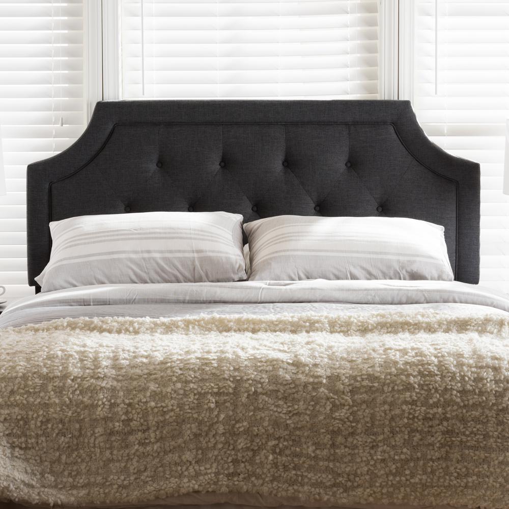 Baxton Studio Gracie Dark Gray Fabric Upholstered Queen Size Baxton Studio Mars Dark Gray Fabric Upholstered Queen Size Headboard