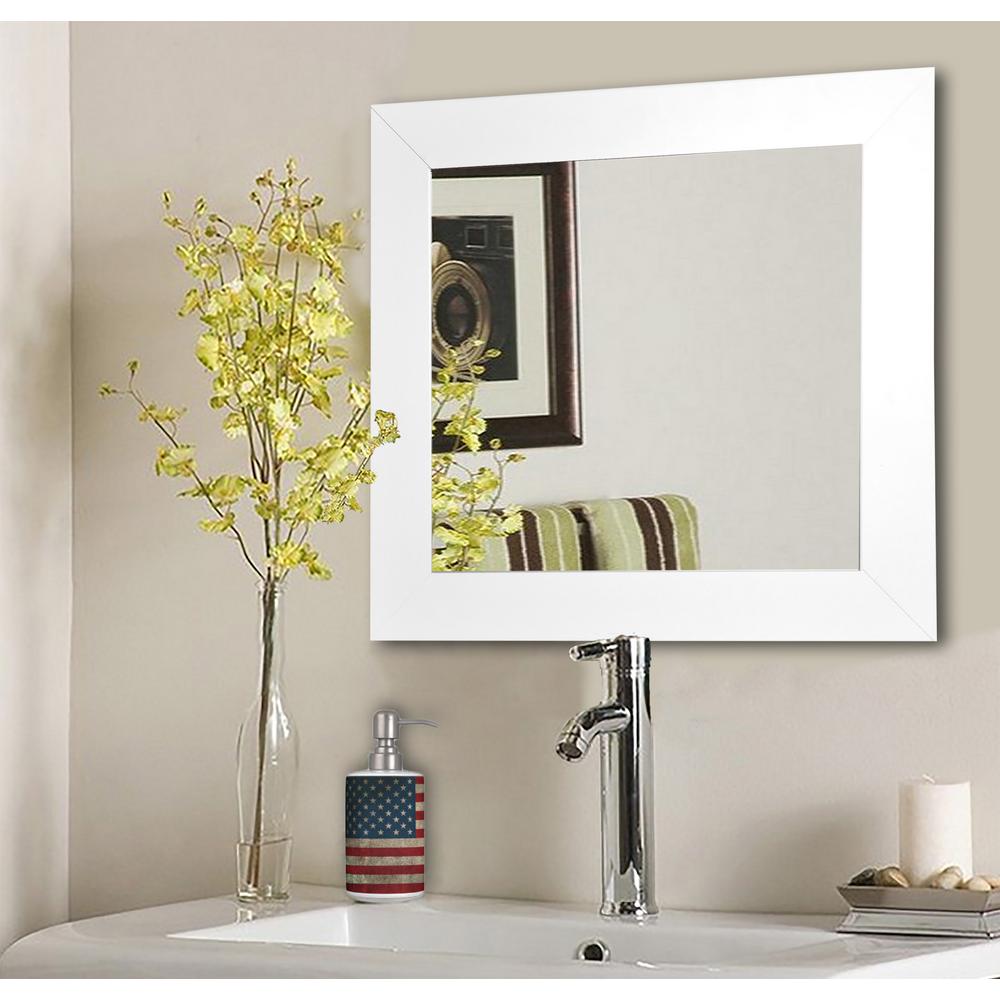 25 5 In X White Satin Wide Square Vanity Wall Mirror