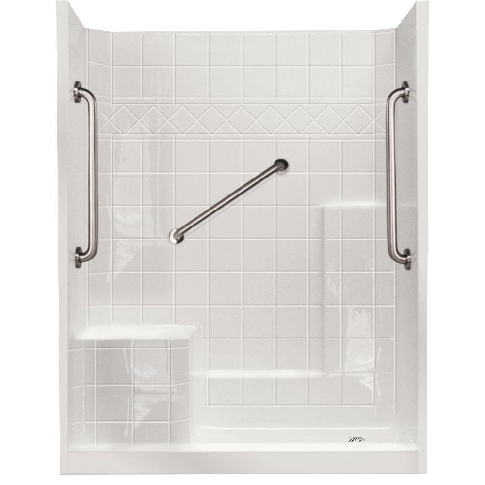 Ella Standard 33 In X 60 In X 77 In 1 Piece Low Threshold Shower Stall In White With Lhs 2547