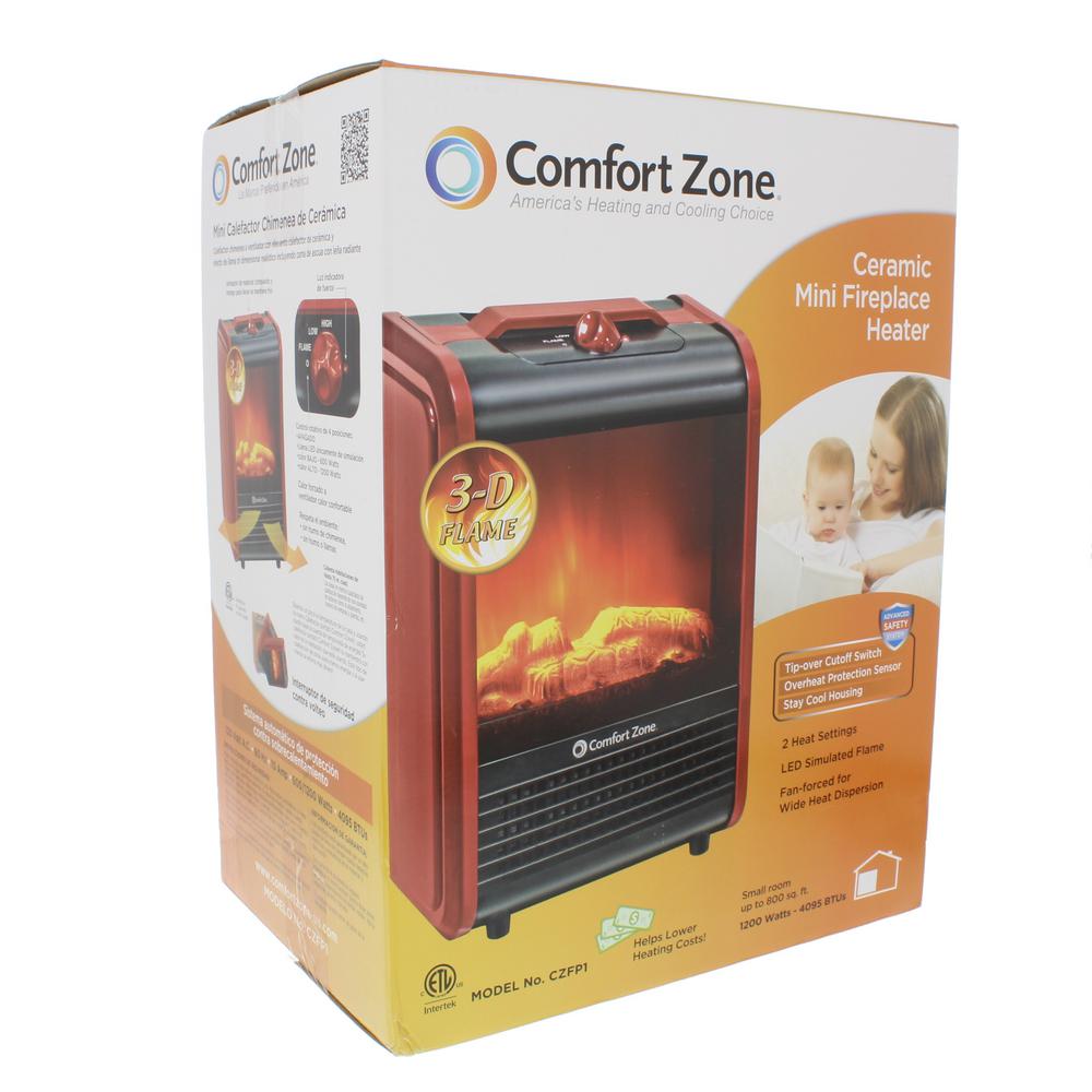 Comfort Zone 1 200 Watt Mini Ceramic Fireplace Electric Heater