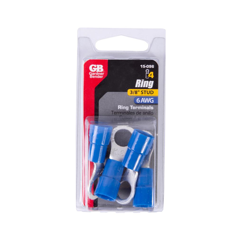 Gardner Bender 16 14 Awg 8 10 Stud Size Ring Terminals In Blue 15 Pack 15 104 The Home Depot