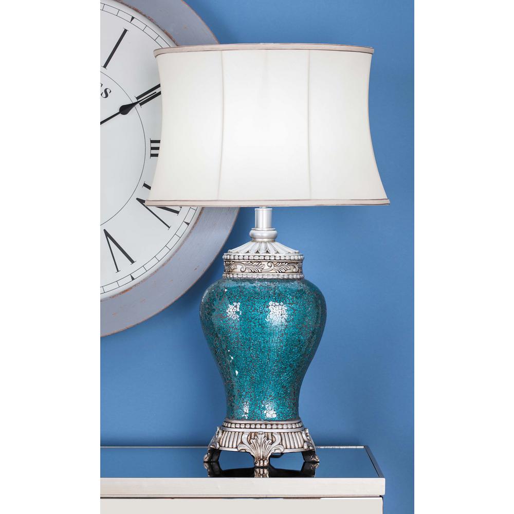 31 In X 18 Modern Polystone Mosaic Oval Table Lamp