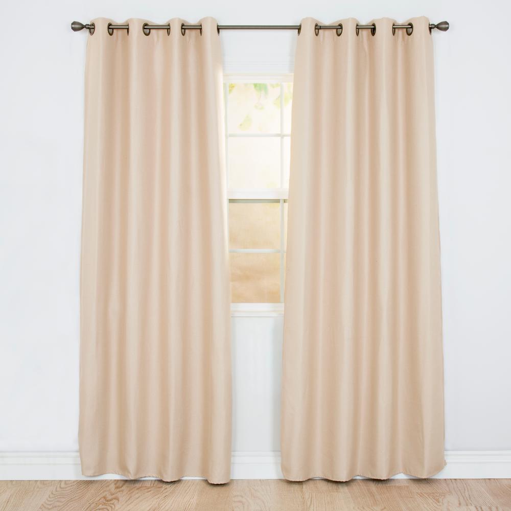 Lavish Home Blackout Linen Look Champagne Polyester Curtain Blackout Linen Look Champagne Polyester Curtain