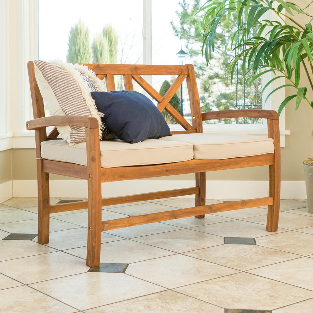 Wood Patio Furniture Outdoor Loveseats Lounge Acacia Wood Outdoor Loveseat With Cushions