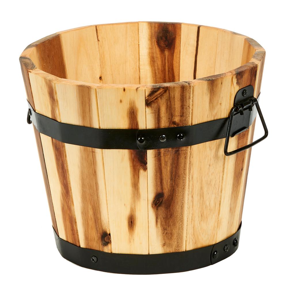 11 in. Wood Barrel Planter2646A The Home Depot