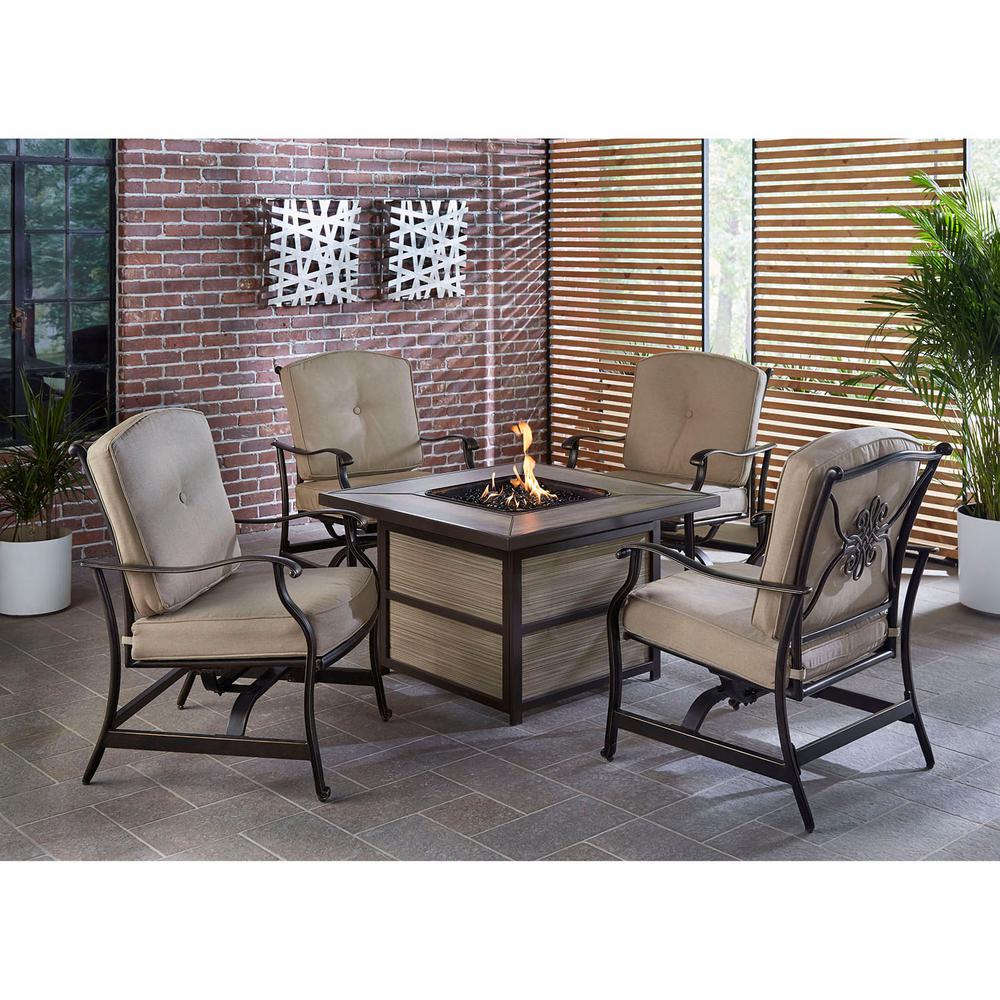 Envelor Hanover Traditions Bronze 5 Piece Aluminum Patio Fire Pit Hanover Traditions Bronze 5 Piece Aluminum Patio Fire Pit Conversation Set