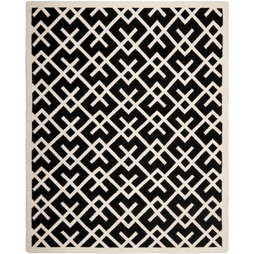 Safavieh Dhurries Black/Ivory 10 ft. x 14 ft. Area RugDHU552L10 The