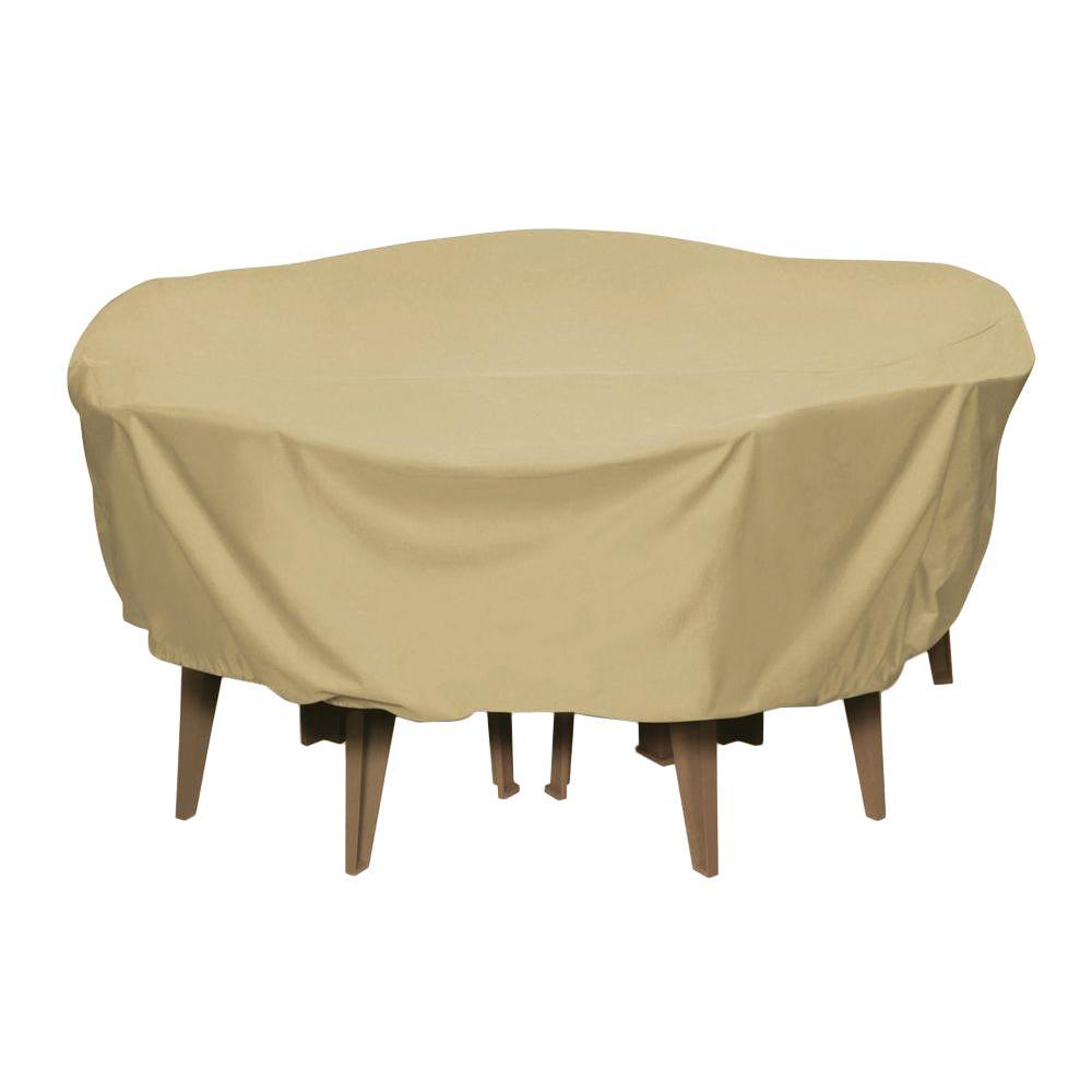 Two Dogs Designs 84 In Khaki Round Patio Table Set Cover 2d