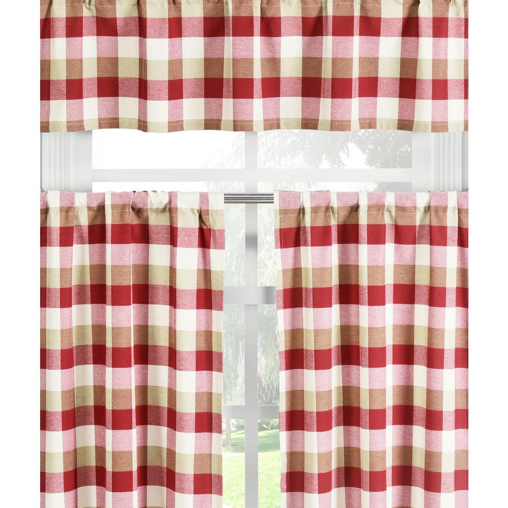 Duck River Kingsville Red Kitchen Curtain Set 58 In W X 15 In