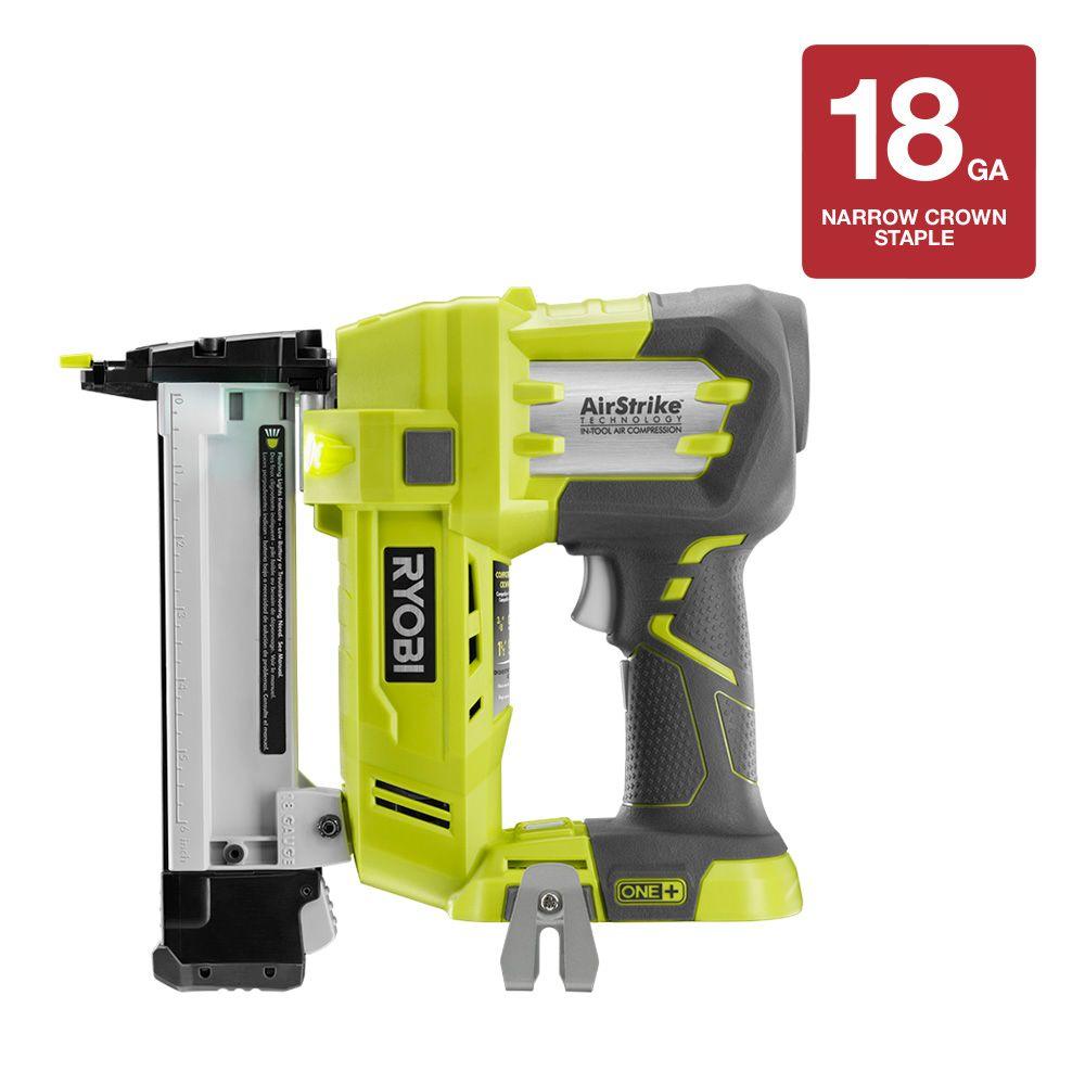 Ryobi 18-Volt ONE  AirStrike 18-Gauge Cordless Narrow Crown ...