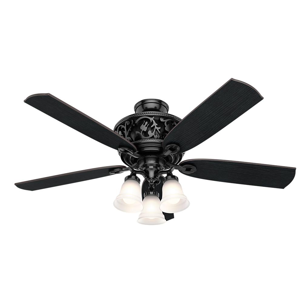 Hunter Promenade 54 In Led Indoor Gloss Black Ceiling Fan With Light Kit And Remote