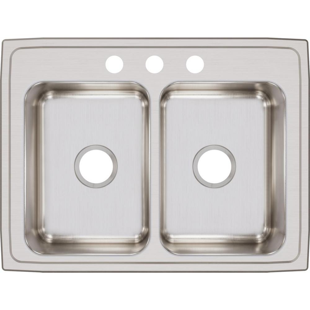 Elkay Ertone Drop In Stainless Steel 33 3 Hole Double Bowl