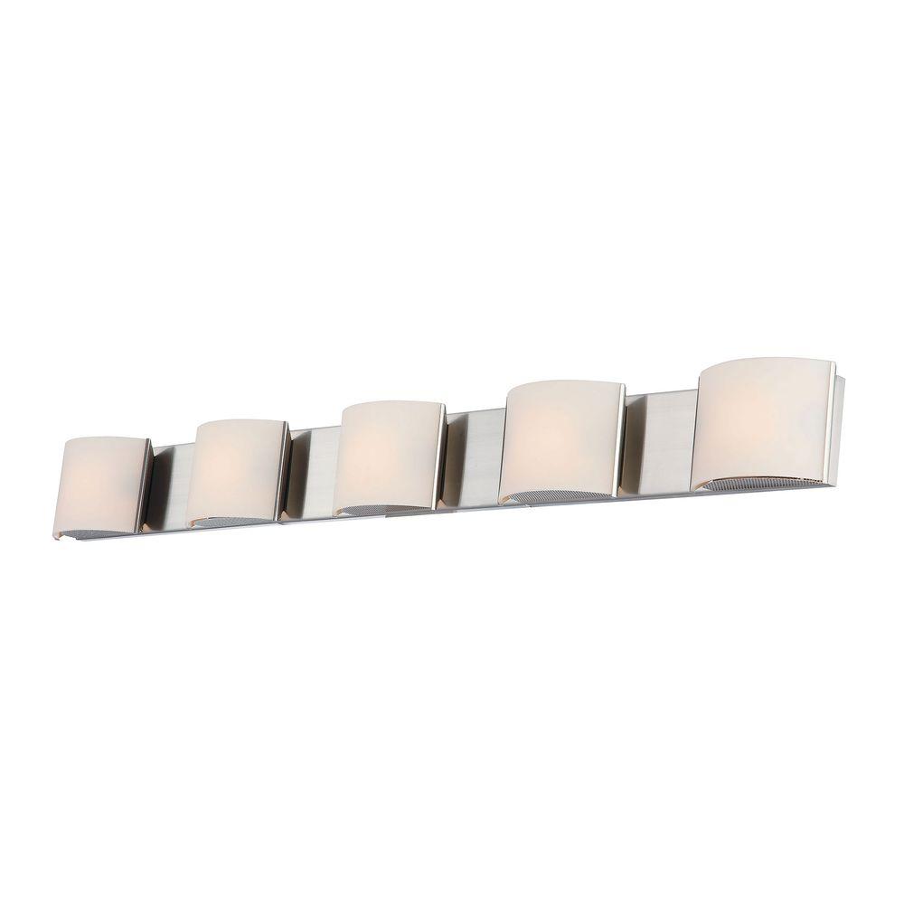 Titan Lighting Pandora 5 Light Chrome Vanity With White Opal Glass