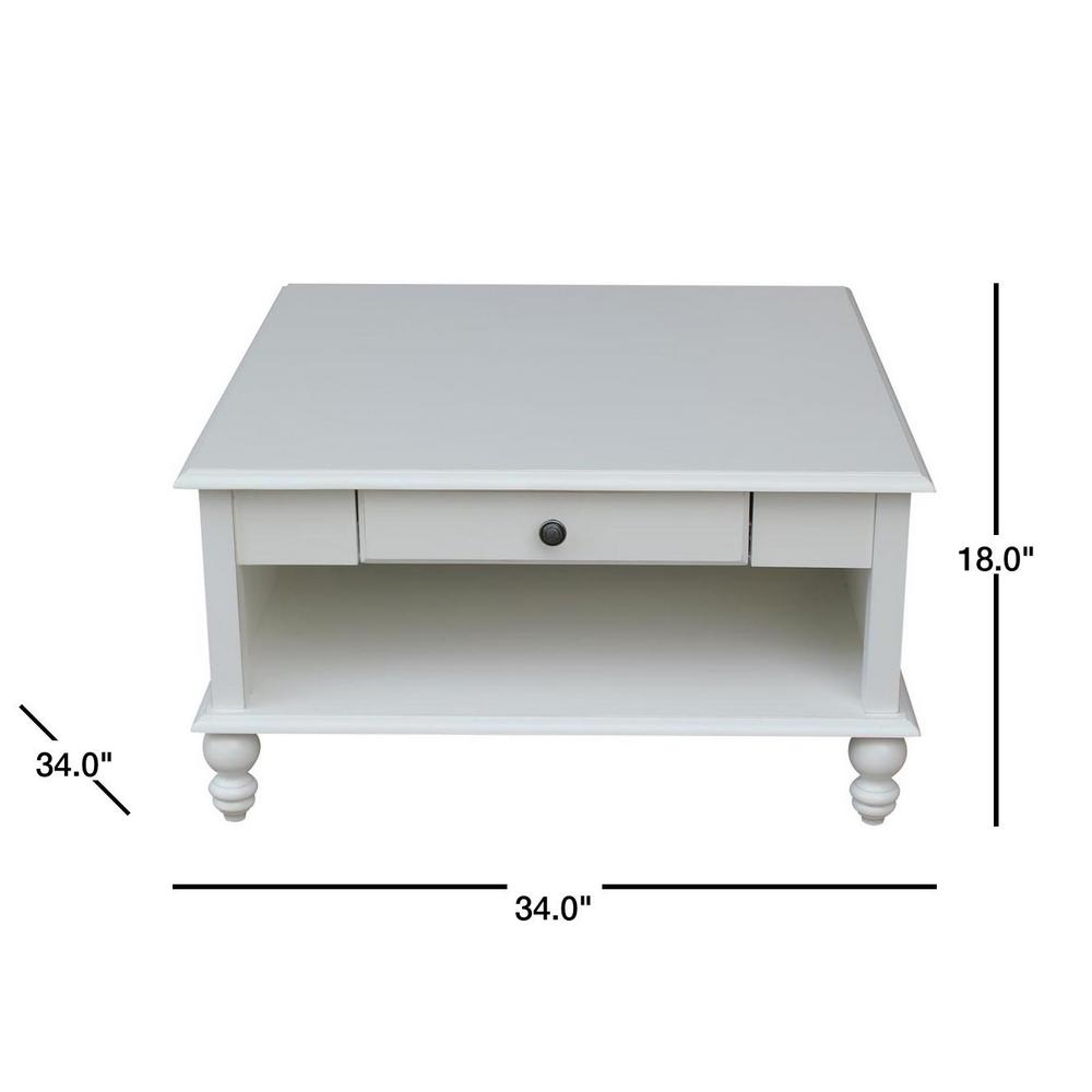 International Concepts Cottage Beach 34 In White Medium Square Wood Coffee Table With Drawers Ot07 20sc The Home Depot