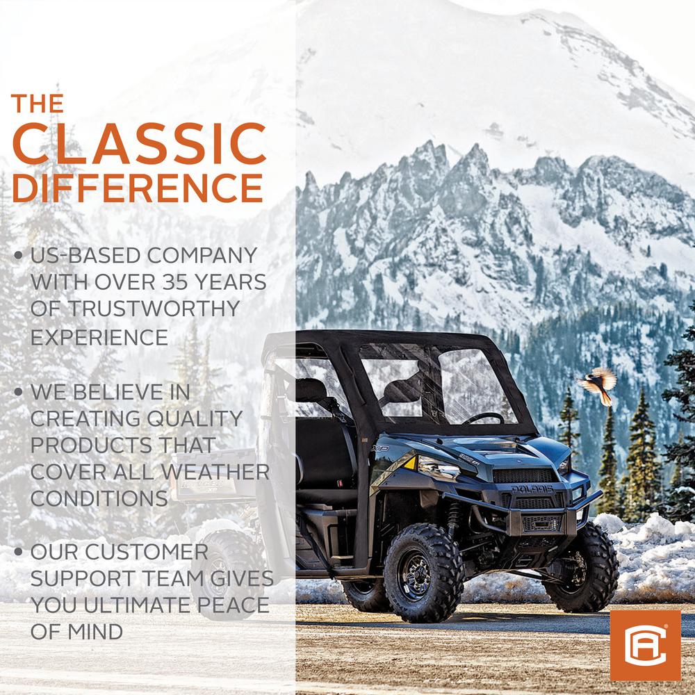 UTV Front Windshield Waterproof Soft Windshield with Zipper Compatible with 2002-2008 Polaris Ranger