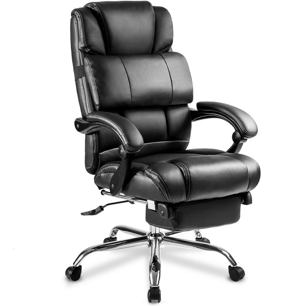 Merax Black Ergonomic Pu Leather Big And Tall Office Chair With