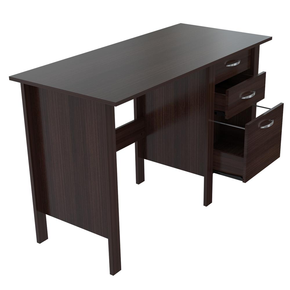 Inval 47 In Espresso Wengue Rectangular 3 Drawer Computer Desk With Storage Es 7103 The Home Depot