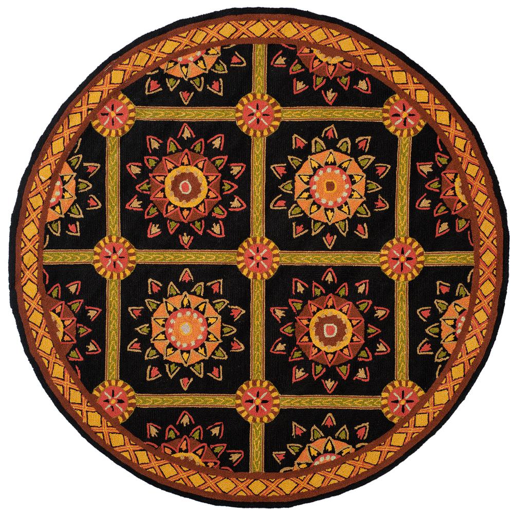 Safavieh Easy Care Black/Yellow 6 ft. x 6 ft. Round Area RugEZC711C6R