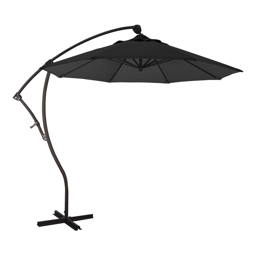 California Umbrella 9 Ft Bronze Aluminum Cantilever Patio Umbrella With Crank Open 360 Rotation In Black Olefin Ba908117 F32 The Home Depot