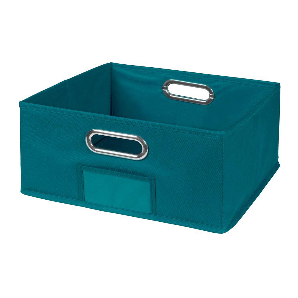 Spectrum 13 in. D x 8 in. H x 10 in. W Teal Steel Cube Storage Bin