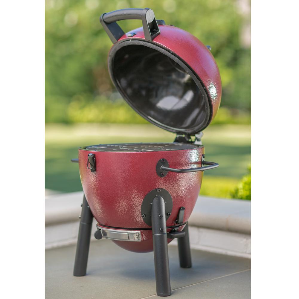 Red Charcoal Grill Durable CastIron W/ Adjustable Vent Backyard BBQ Griller 789792066141 eBay
