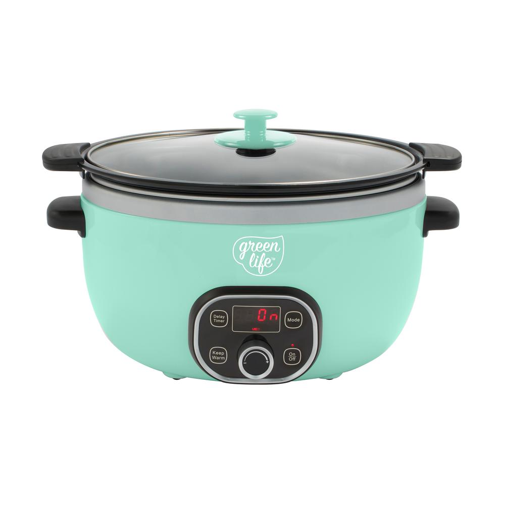 GreenLife 6 Qt. Turquoise Slow Cooker