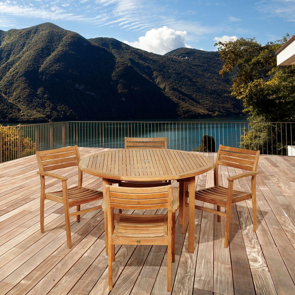 Amazonia Criss 5Piece Teak Round Patio Dining SetSC MALRND_4NINIA