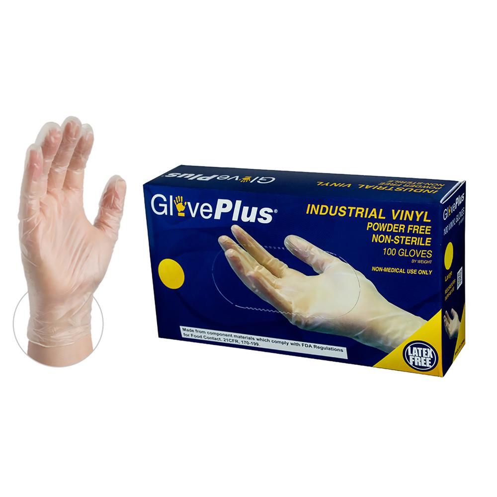 Pack of 100 Vinyl Gloves Clear Large Powder Free