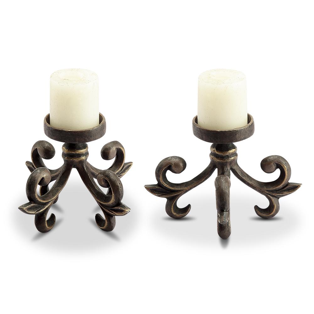 pillar candle holder set of 2