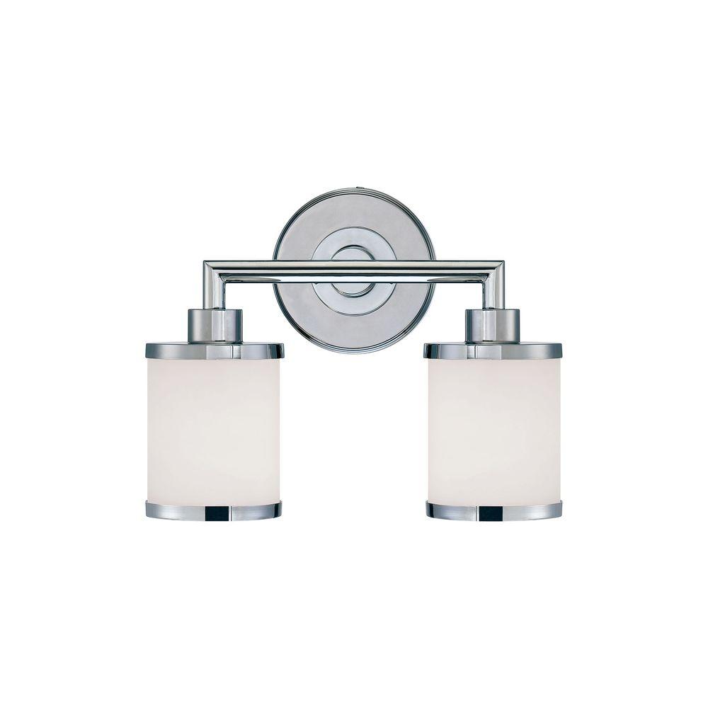 Millennium Lighting 2Light Chrome Vanity Light with Etched White Glass