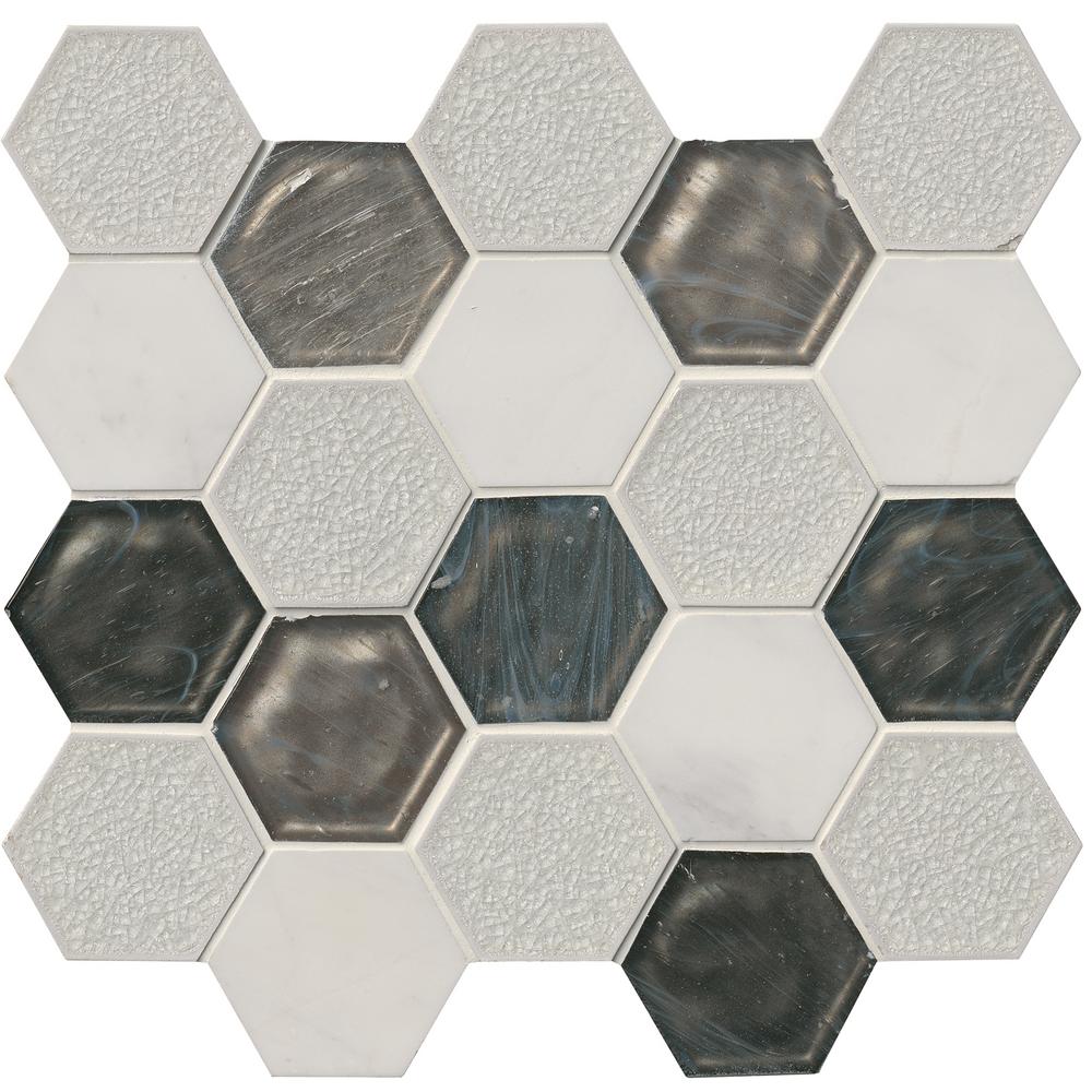 MSI Europa Elongated Hexagon 12 in. x 12 in. x 8 mm Glass and Stone