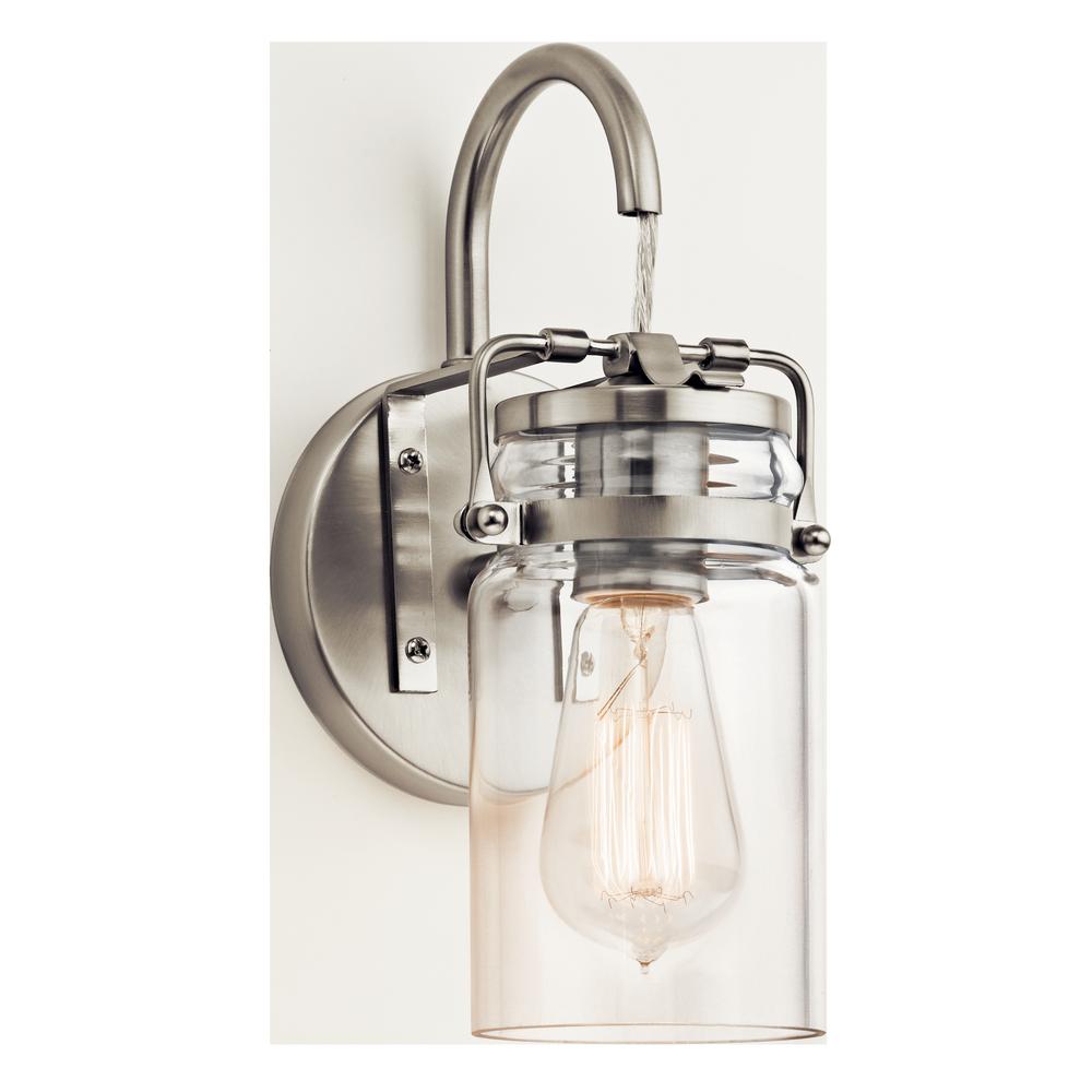 Brushed Nickel-2 Pack Finish Kichler 45576NI Brinley 1-Light Wall Sconce and Clear Glass Shade