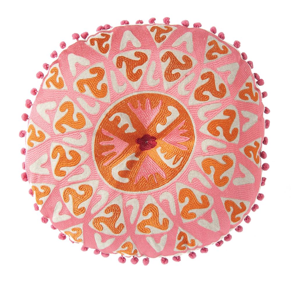 3r Studios Pink And Orange Embroidered Round 16 In X 16 In Throw