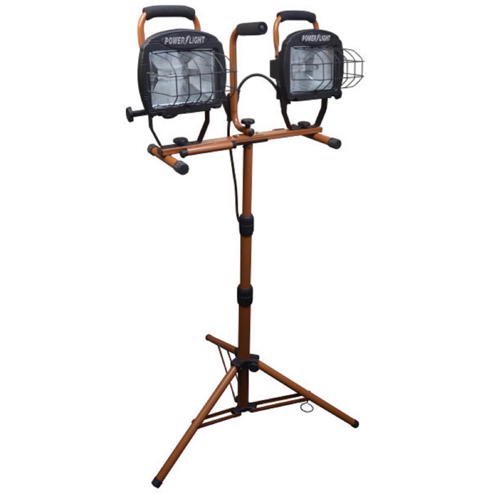 Work Lights Commercial Lighting The Home Depot 1000 Watt Halogen Twin Head Portable Work Light