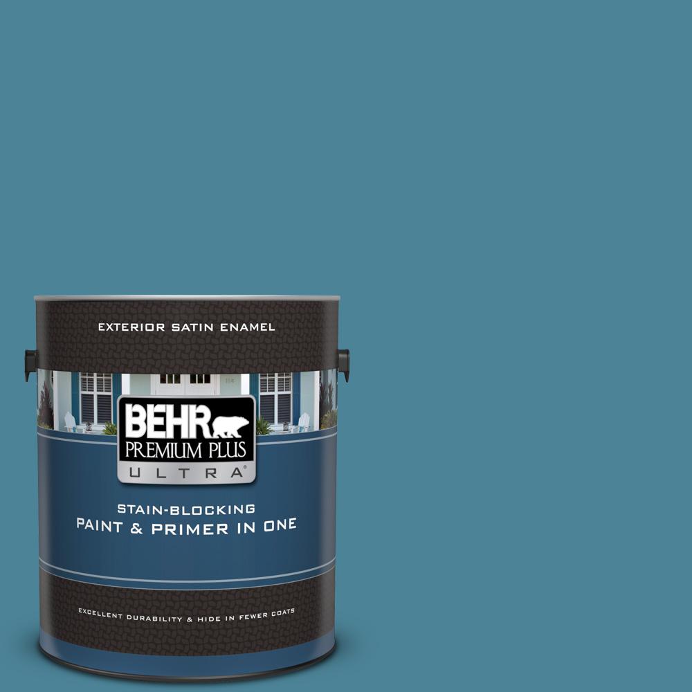 Behr Premium Plus Ultra 1 Gal S480 5 Blue Moon Bay Satin Enamel S480 5 Blue Moon Bay Satin Enamel