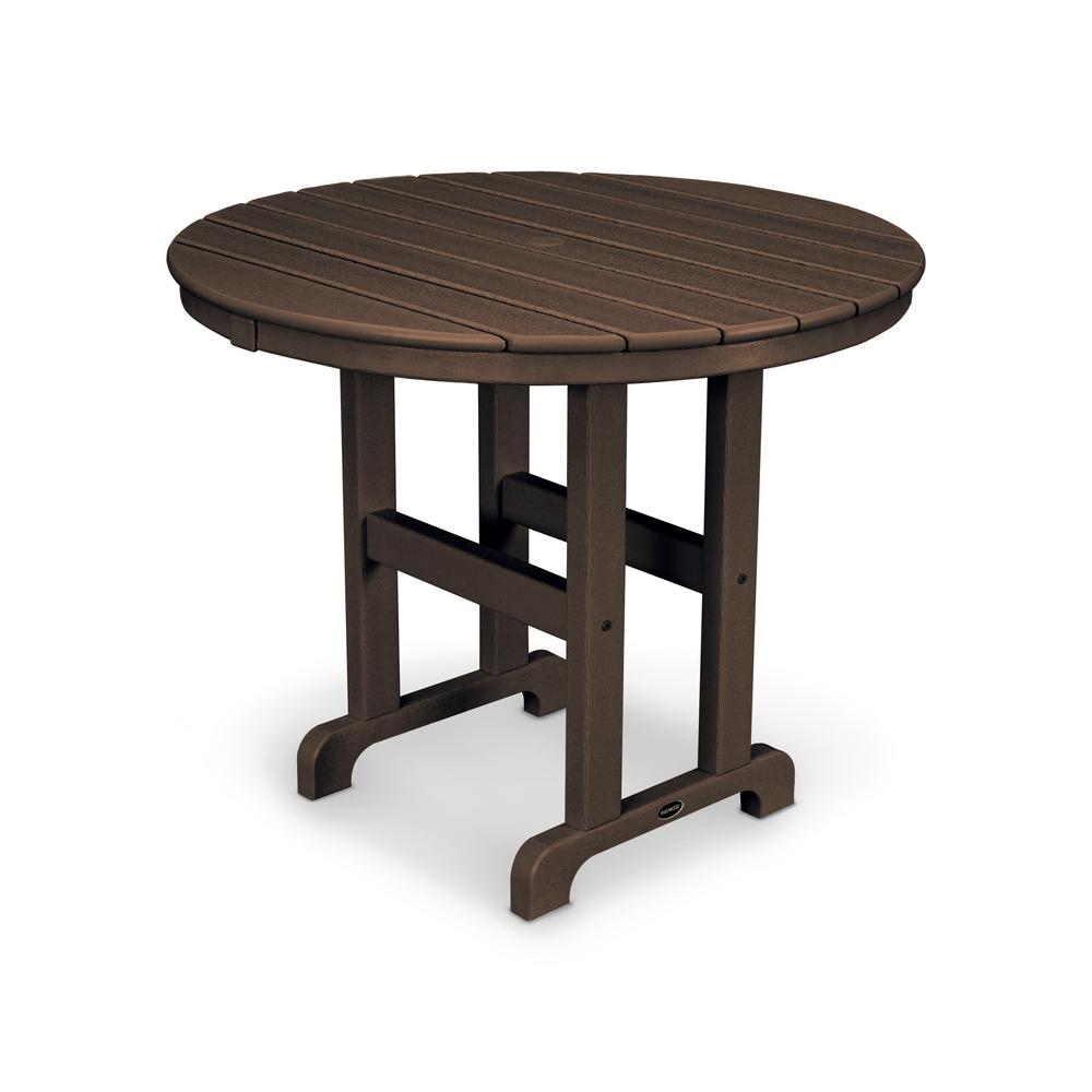 Polywood La Casa Cafe 36 In Mahogany Round Plastic Outdoor Patio Mahogany Round Plastic Outdoor Patio Dining Table