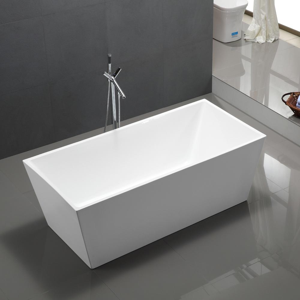 Vanity Art Narbonne 67 in. Acrylic Flatbottom Freestanding Bathtub in