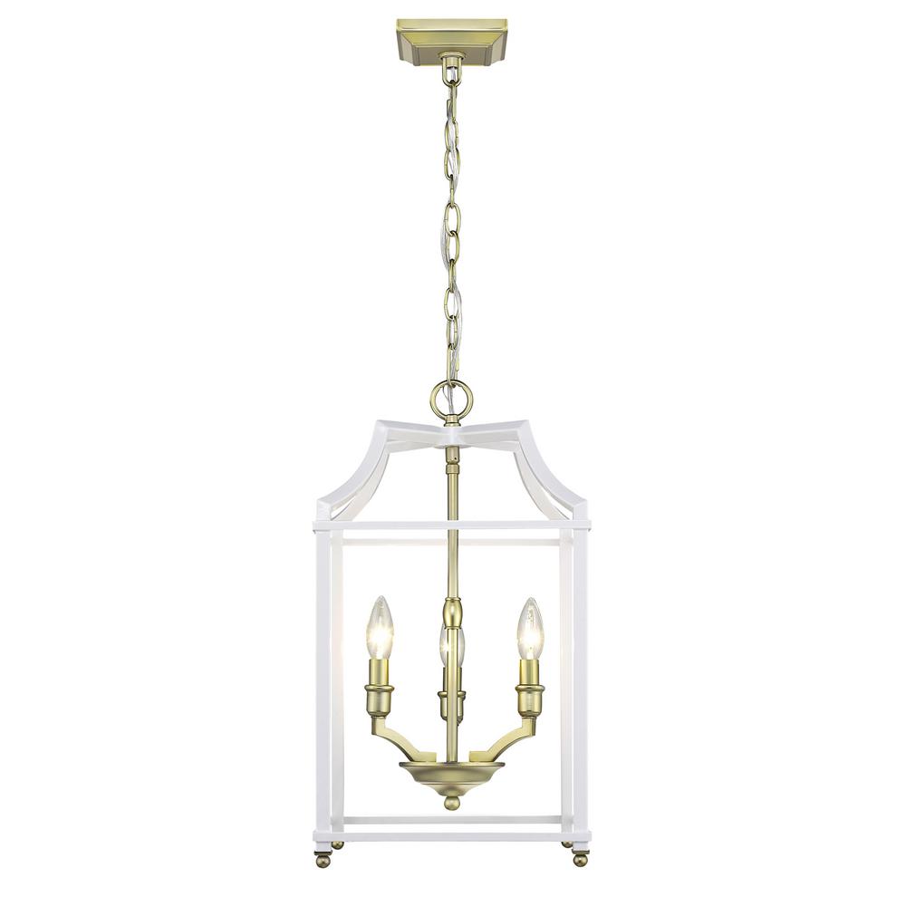 Golden Lighting Leighton 3 Light Satin Br And White Pendant Golden Lighting Leighton 3 Light Satin Br And White Pendant