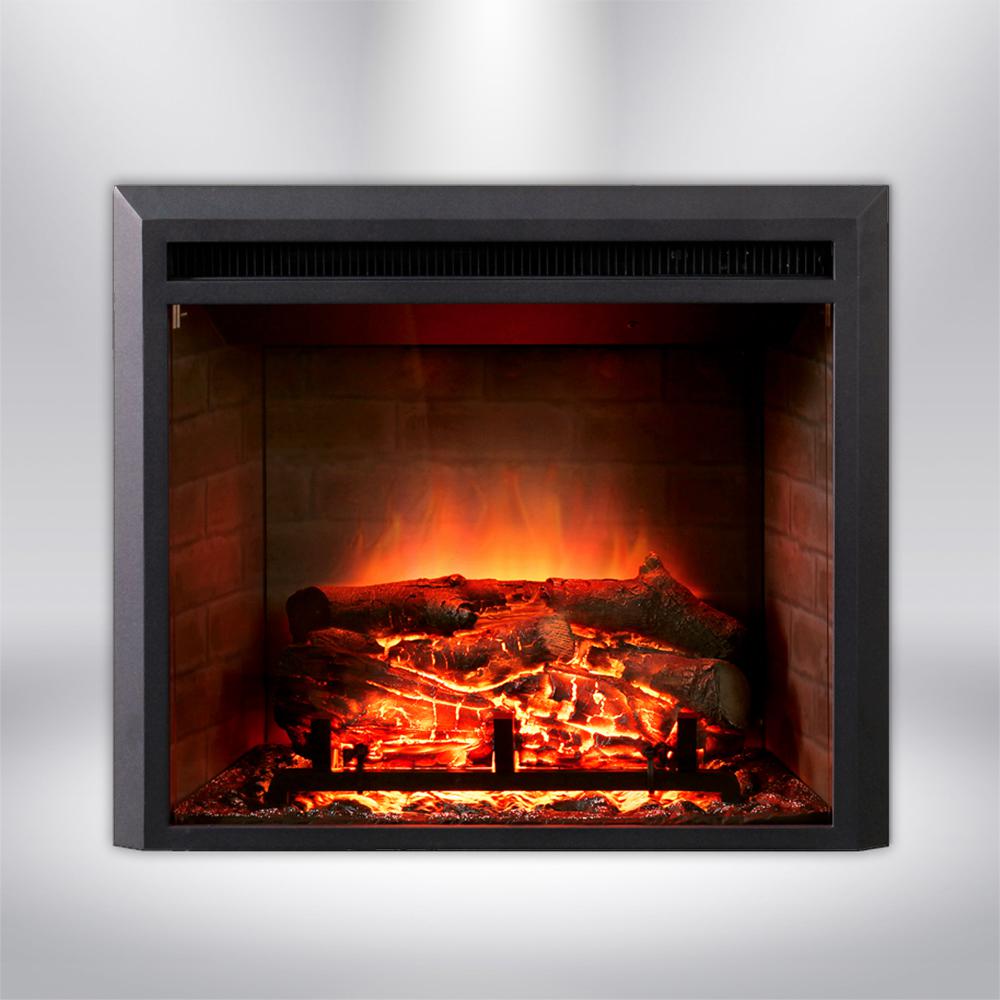 Dynasty Fireplaces 28 In Led Electric Fireplace Insert Black Matt Ef43d Fgf The Home Depot - Home Depot Wood Fireplace Insert