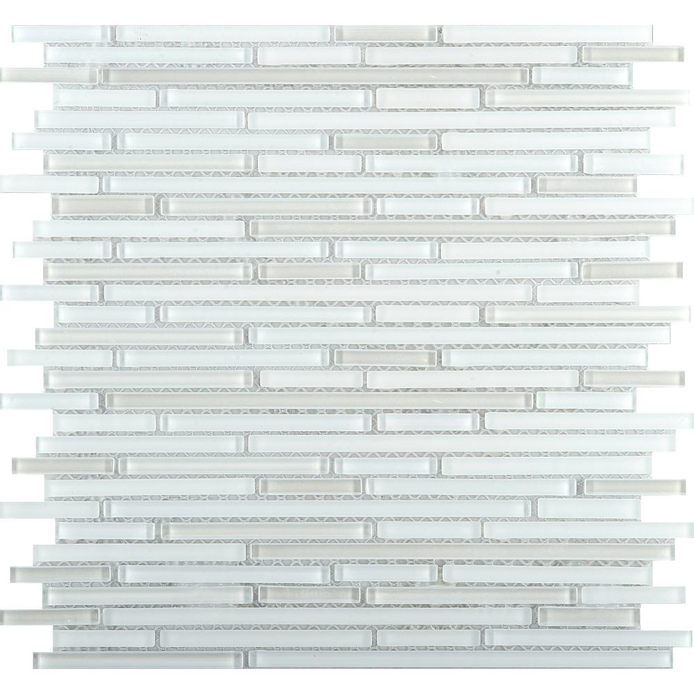 Infinity White Glossy 11 73 In X 4mm Glass Mesh Mounted Mosaic Tile 0 96 Sq Ft
