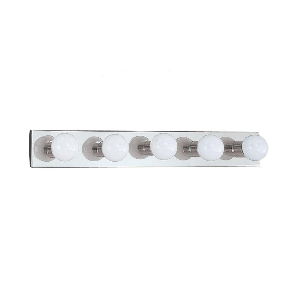 Sea Gull Lighting Center Stage 30 In W Stage 5 Light Chrome Vanity Bar Light 4735 05 The Home Depot