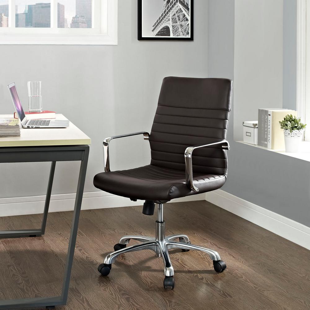 MODWAY Depict Mid Back Aluminum Office Chair In White EEI 1531 WHI   Brown Modway Office Chairs Eei 1534 Brn 64 600 