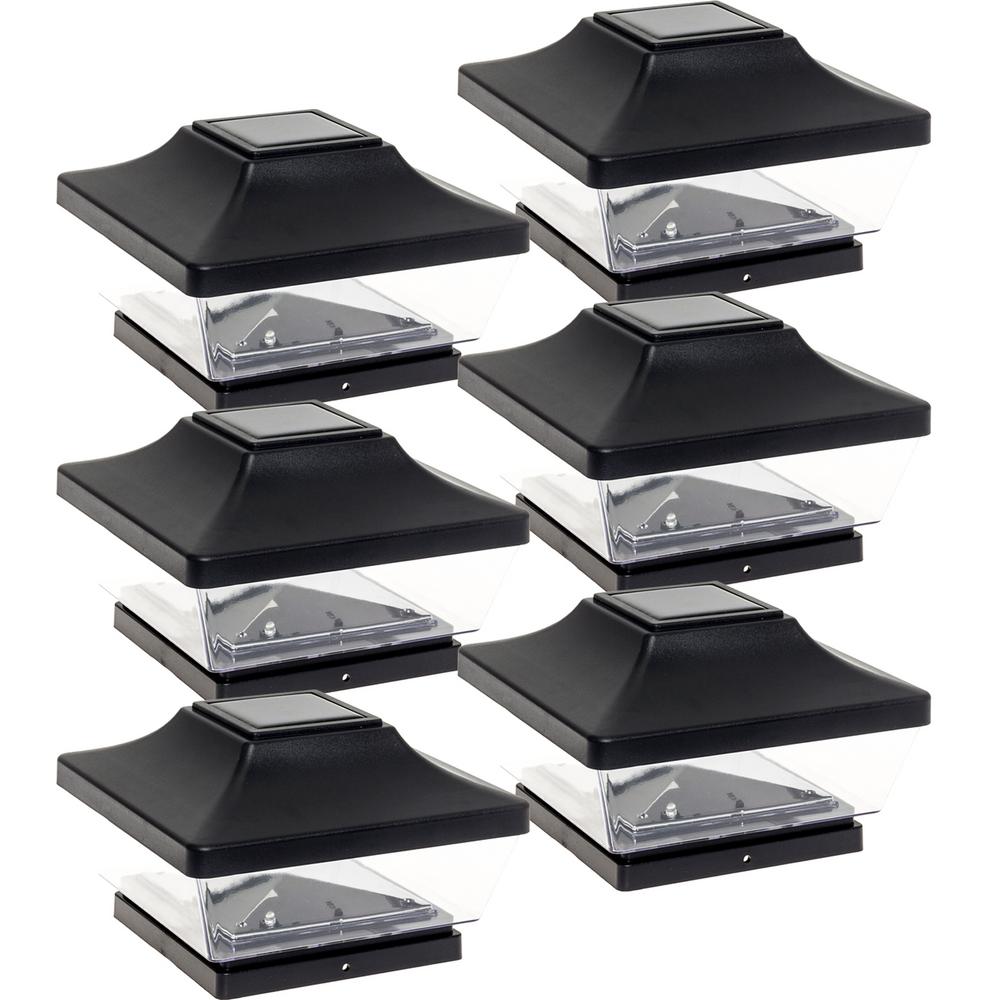 Solar Powered Post Lighting Outdoor The Home 5 In X Solar Powered Integrated Led Black Plastic