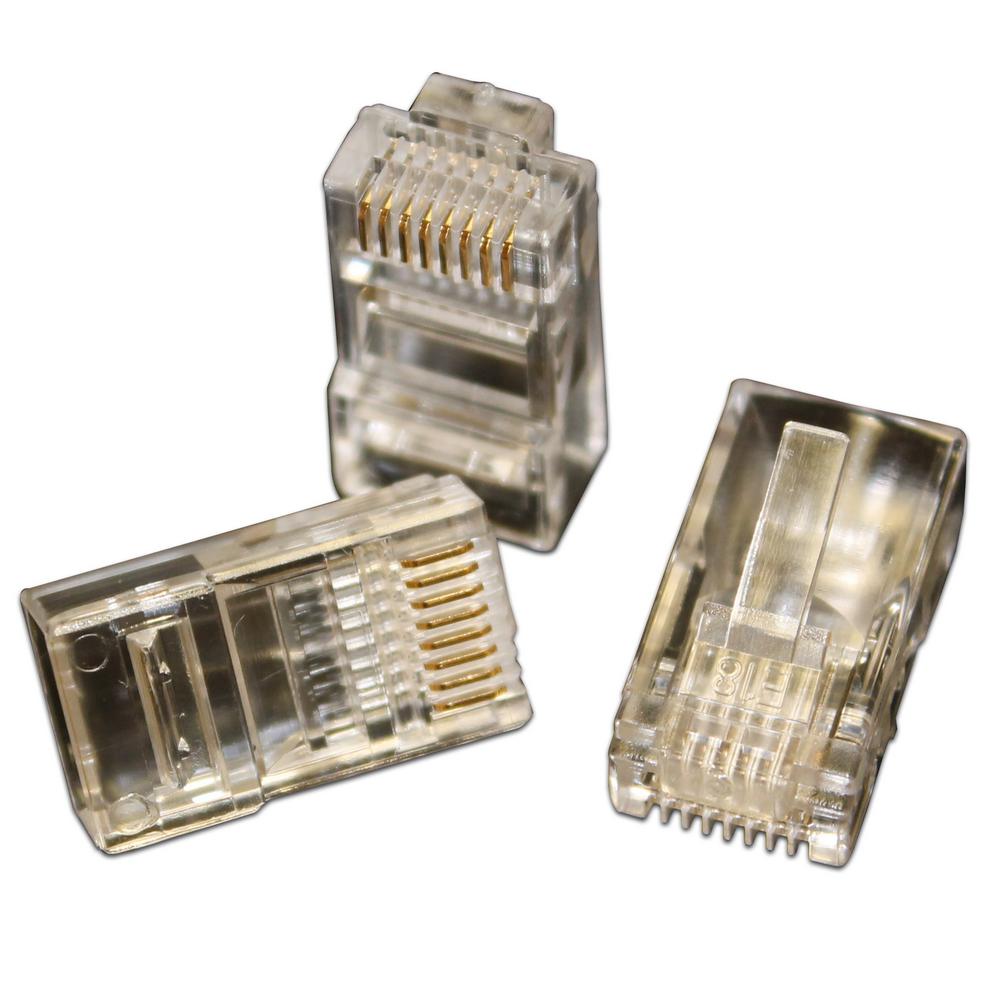 Platinum Tools RJ45 Cat6 Connector RoundSolid 3Prong 8P8C with Liner